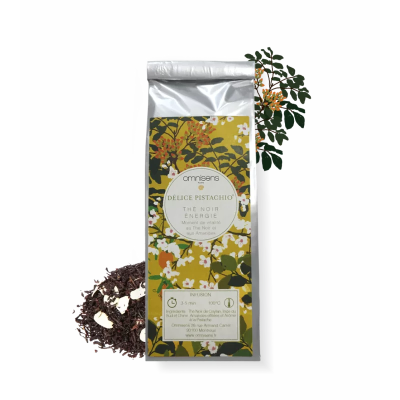 Black tea DÉLICE PISTACHIO® Thé Noir Énergie 35g - OMNISENS.fr