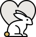 illustration d'un lapin avec un coeur derrière pour montrer que les produits ne sont pas testés sur les animaux
