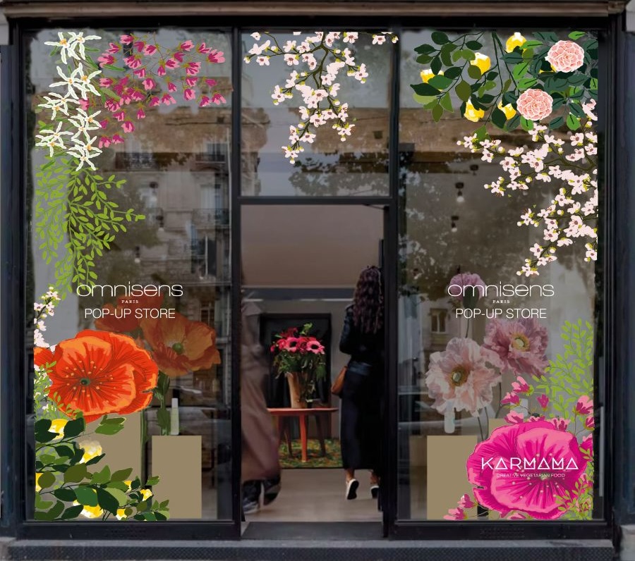 Photo of the window display at the Omnisens Paris pop-up store